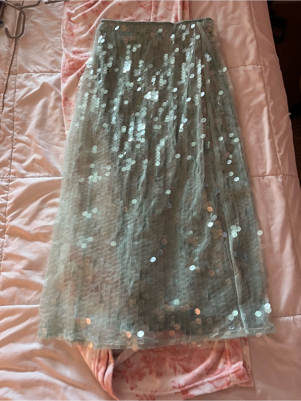 Old Navy Mint Green Sequin Midi Skirt